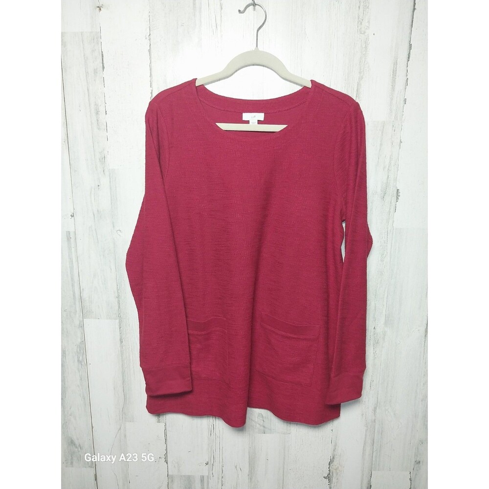 J Jill Women's Medium Red Long Sleeve Tunic